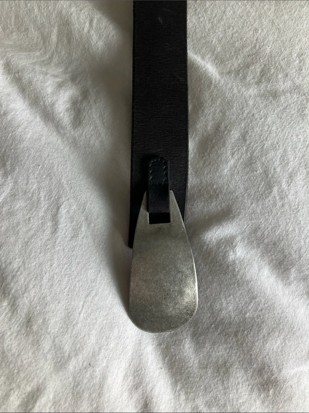 Free People Black Leather Spoon-Tip Belt s/m